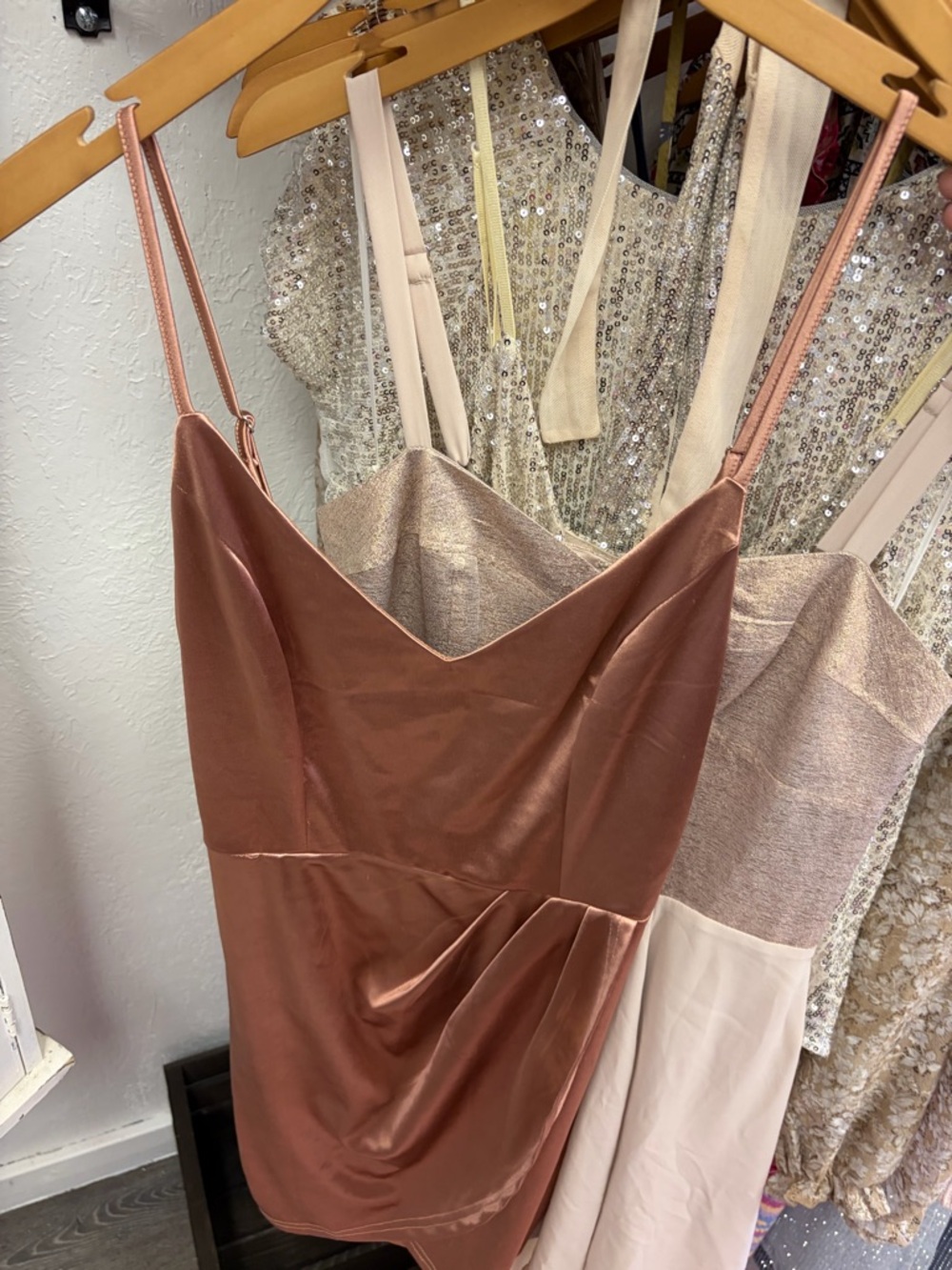 Satin Mini Slip Dress in Rose Taupe